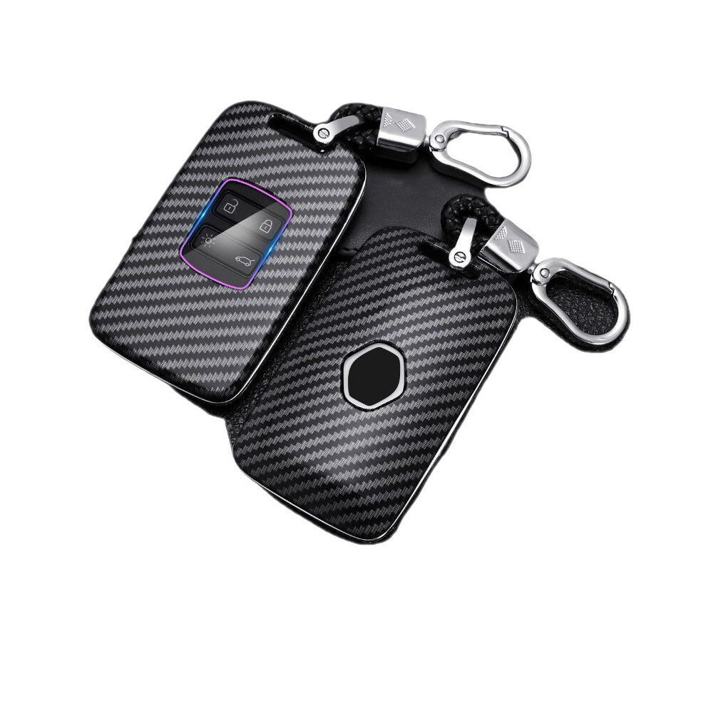 Black Carbon Fiber Car Key Case, Suitable For Renault Koleos Kadjar Scenic Megane Sandero Espace Clio Captur Kangoo Laguna Talisman Twingo,