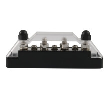 Power Distribution Block, 7-Way Omnibus Bar, Busbar Splitter, 4 Bolts 3 Screws, Black, For Cars, Motorhomes, Vessels