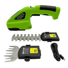 Cordless Grass Shears Non-Slip Handle 2-In-1 Hedge Trimmer 7.2V Electric Shrub Trimmer 2.0Ah Battery Charging Cable Green