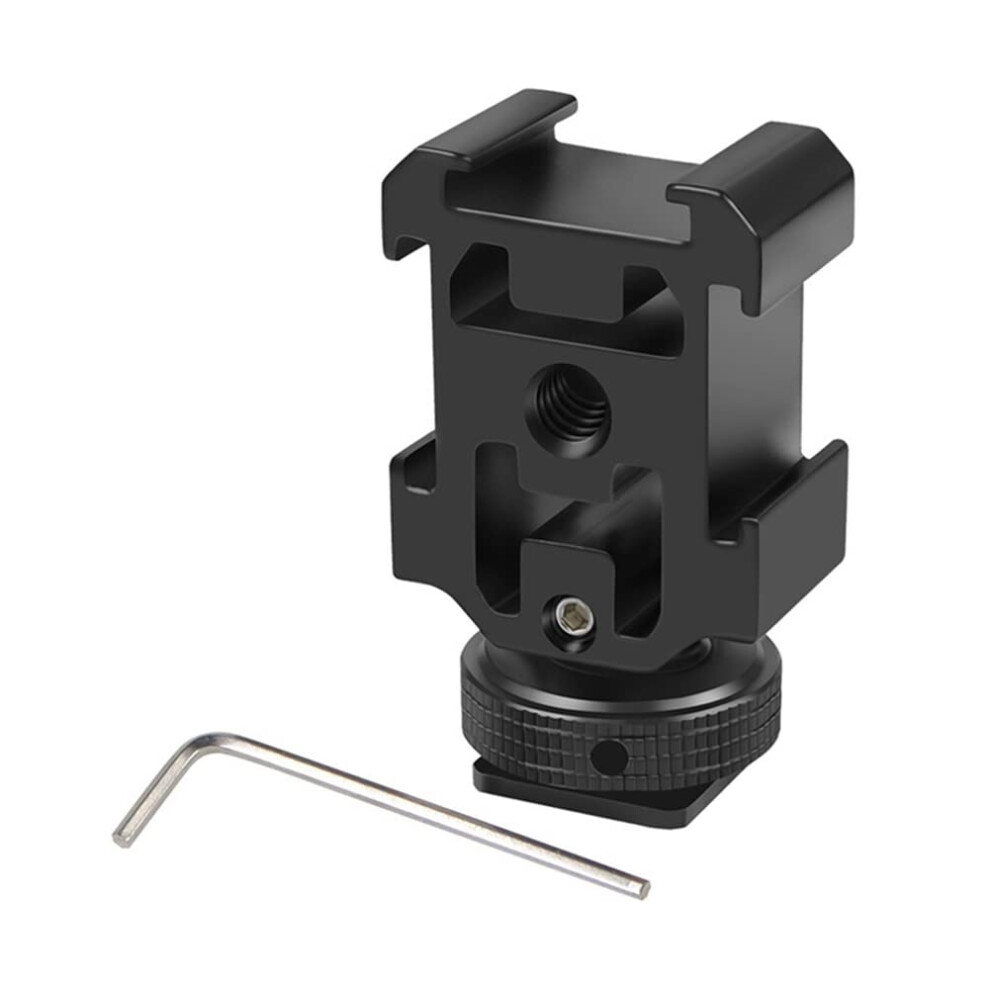 Triple Hot Shoe Adapter Mount Stand Holder For Dslr Camera, Led Video Microphone, Flash, Model A Light 9354506265427