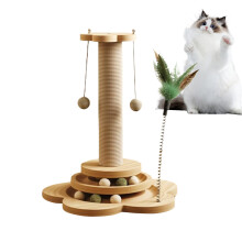Cat Scratching Post Sisal Scratcher Climber And Tree Pole With Dangle Ball, Scratching Board And Indoor Climbing Toy