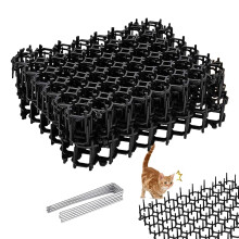 Cat Mat With Outdoor Spike 12-Piece R-Repellent Deterrent Mat For Cats And Dogs, Includes 12 U-Shaped Garden Pegs
