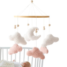 Crib Toys Hangable Plush Cloud Pendant 16.54x9.06 Inches, Nursery Decor For Bassinet, Stroller Play Adaptable Design