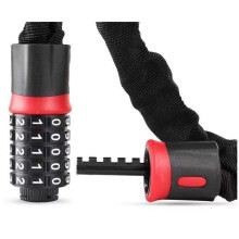 Bicycle Lock Anti-Theft Code Lock Mountain Bike Chain Lock For Electric Bikes 1 Meter Black And Red