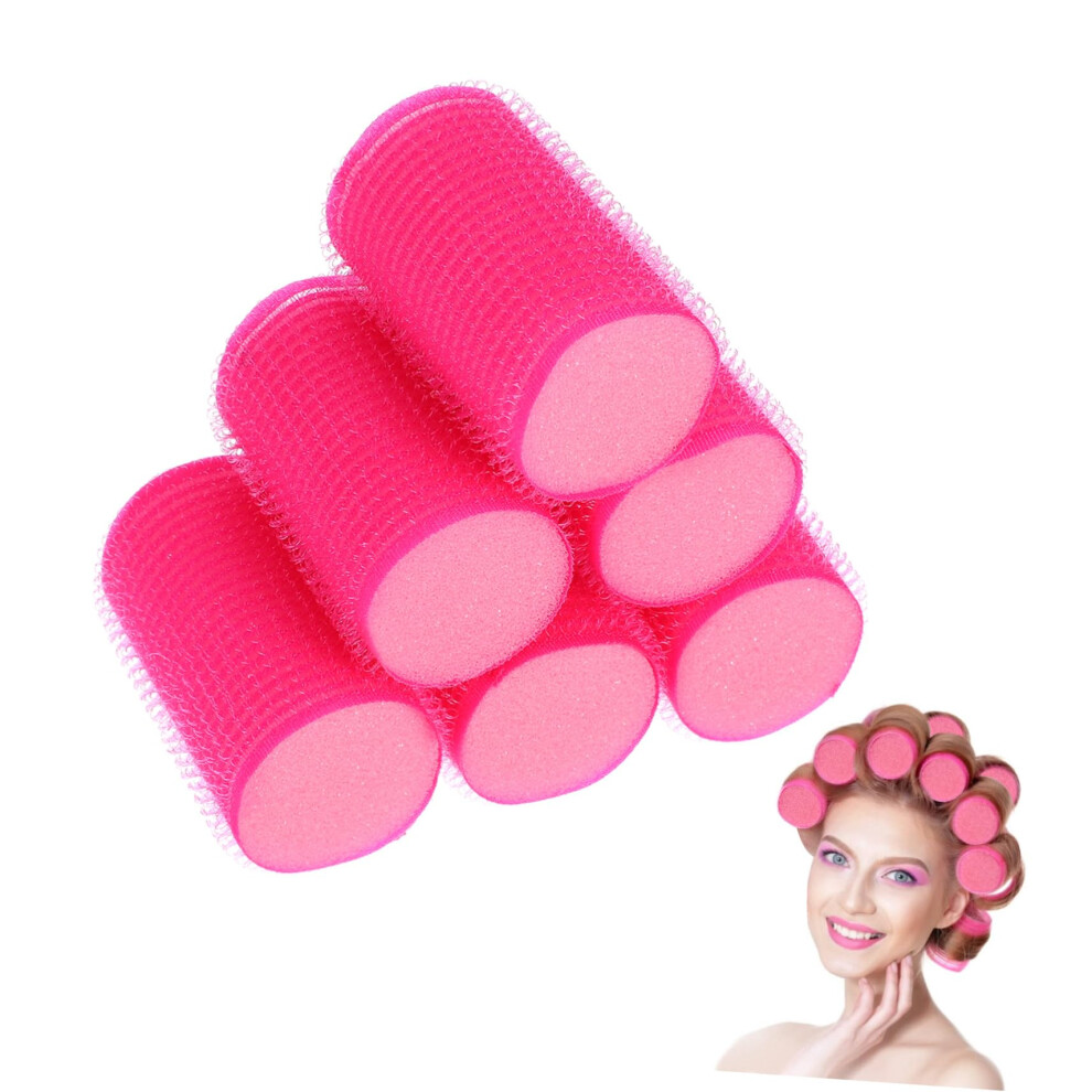 Self-Adhesive Curler Sponge Rollers 8pcs Soft Foam, Wet Hair Curlers For Sleeping Style, Rosy Color