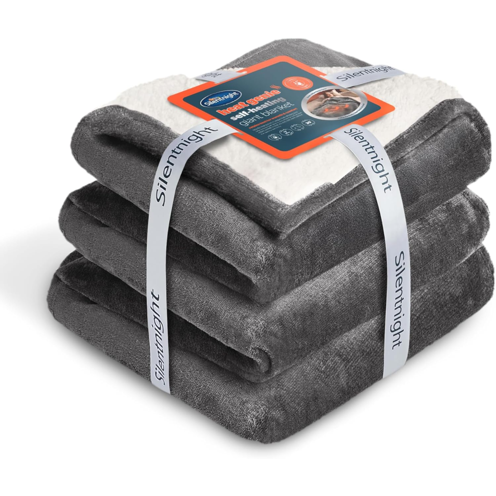 Gadget Mob Case Cover Silentnight Heat Genie Self Heating Giant Blanket - Cosy Warm Sherpa Fleece Throw With Unique Foil Layer To Retain Heat Not,Specified