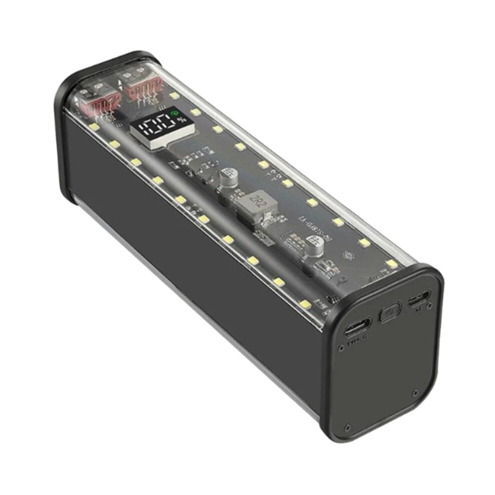 Charging Box Detachable Case 22.5W No Welding Battery Holder 2 Usb Ports Transparent Lightweight Cell Phone Sleeve Black 9084446404289