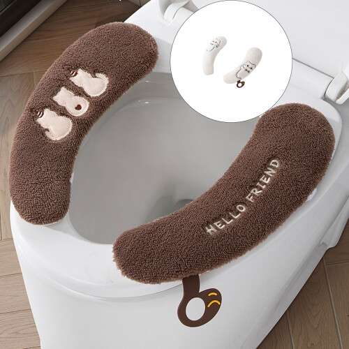 Thick Plush Toilet Seat Pad Secure Adhesive Grip Durable-grey 1