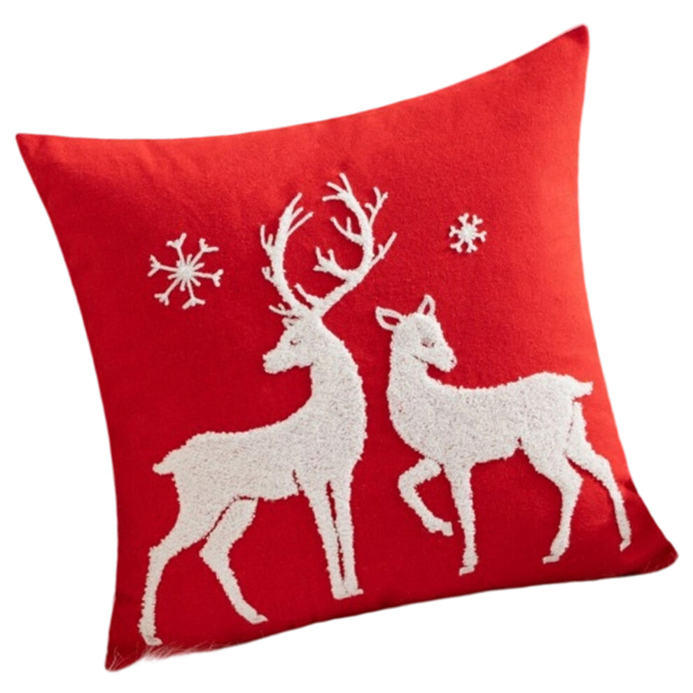 Christmas Santa Embroidered Decorative Pillow Case Canvas-F