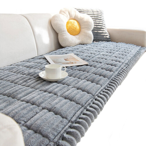 Housse de coussin de canapé en flanelle,-70*180 cm gris clair