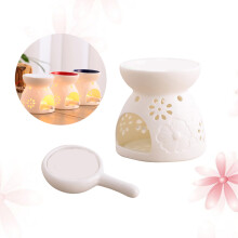 Wax Burner Lamp Flowers Design Ceramic Candle Holder White Aroma