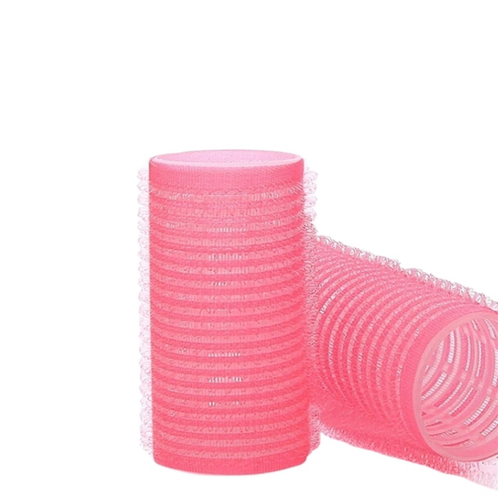 6pcs Jumbo Hair Rollers Heatless Hair Volume Curlers Self-Grip Self-Adhesive Hook & Loop Pink 15mm