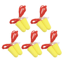 Soft Ear Plugs Foam Earplugs With Lanyard - 5 Pairs, Noise Reduction, Yellow