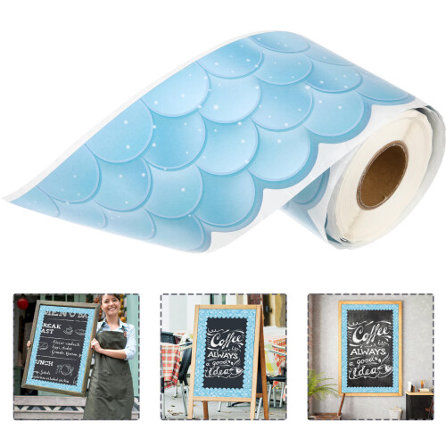 Bulletin Boards Wavy Pattern Border Sticker 2000x7cm Blue 2