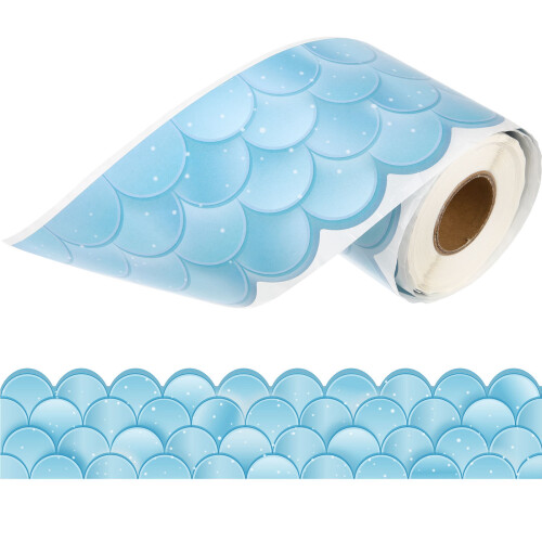 Bulletin Boards Wavy Pattern Border Sticker 2000x7cm Blue 1