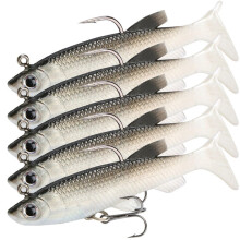 5Pcs Pre-Rigged Jig Head Soft Fishing Lures Soft Paddle Tail