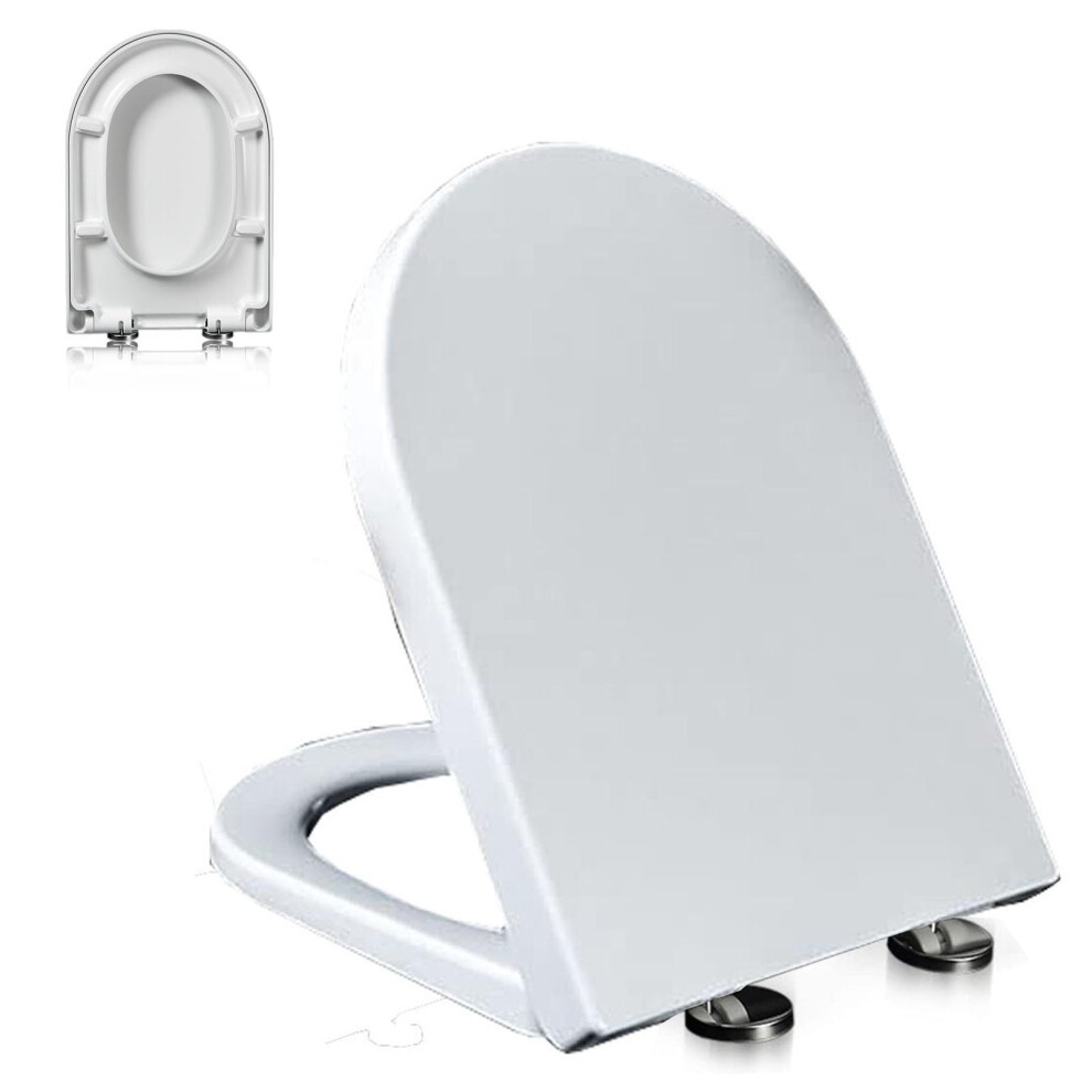 Toilet Seat D-Shape White Pp 360 Degree Adjustable Hinge Quick-Release Soft Close Slow Close 02B Easy To Install 9393856331673