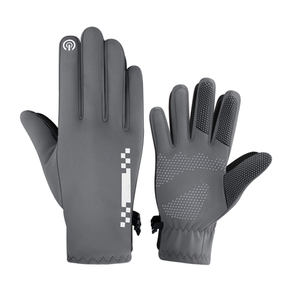 Cycling Gloves Touchscreens Design Nonslip Grip Gloves- M Gray 7751000296896