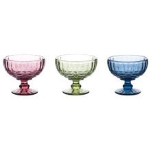 3Pcs Glass Ice Cream Bowls Assorted Color Decorative Dessert Cups