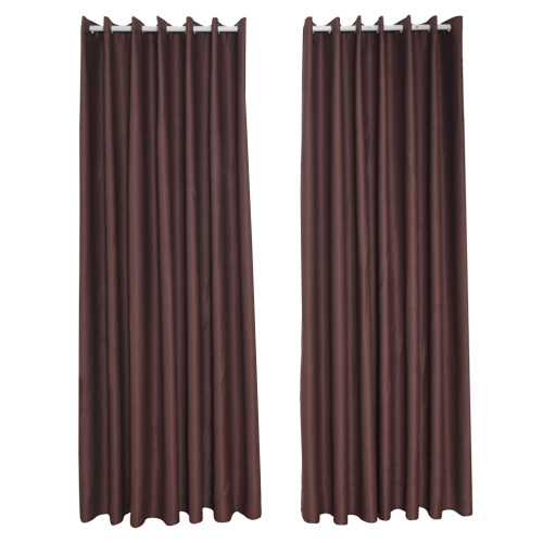 Bedroom Curtains Polyester Brown 2pcs