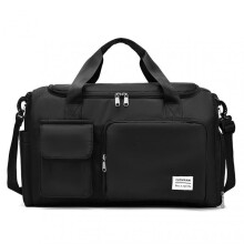 (Black) Travel Duffel Bag with Shoulder Strap Widely Use Oxford Cloth Fitness Training Tote Gym Bag for Trip