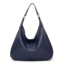(Blue) Tote Bags for Women Soft PU Leather Shoulder Bag Vintage Slouchy Handbag with Zipper