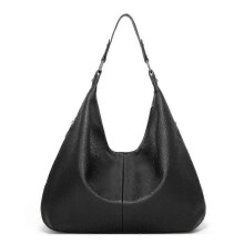(Black) Tote Bags for Women Soft PU Leather Shoulder Bag Vintage Slouchy Handbag with Zipper
