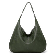(Green) Tote Bags for Women Soft PU Leather Shoulder Bag Vintage Slouchy Handbag with Zipper