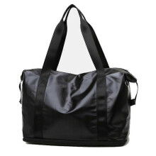 (black) Sports Tote Gym Bag For Men Women Expandable Weekender Overnight Travel Duffel Bag With Wet Pocket