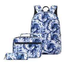 (blue) Travel Bag Pack School Backpacks Insulated Lunch Bags Fashion Casual 3pcs Student Picnic Pink Pencil Cases For Girl 25-26s