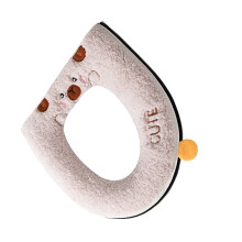 Plush Toilet Seat Pad Lovely Bear Design Static Toilet-Purple