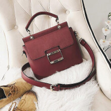 (Red) Women Frosted Wide Shoulder Strap Crossbody Square Bag Tote Single Shoulder Bag
