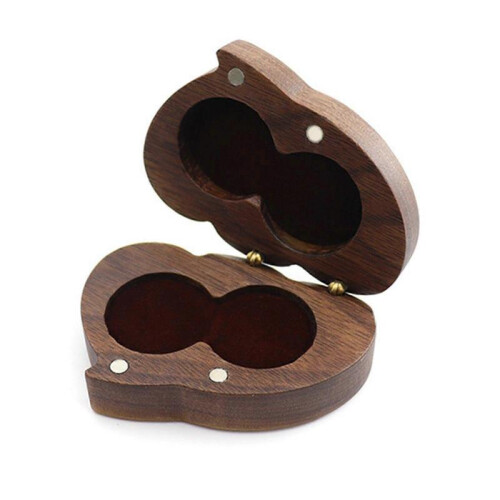 (Coffee) Heart Shaped Proposal Engagement Ring Boxes Wood Ring Bearer for Proposal Wedding Ring Box Rustic Ring Container  Dark gray