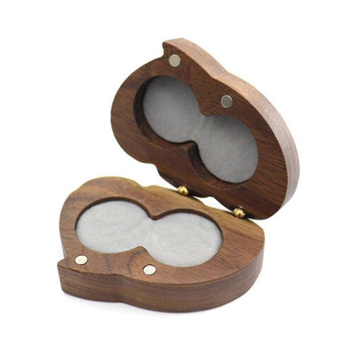 (Dark gray) Heart Shaped Proposal Engagement Ring Boxes Wood Ring Bearer for Proposal Wedding Ring Box Rustic Ring Container  Dark gray