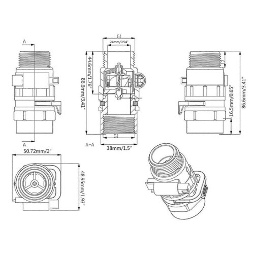 G1 Flow Sensor Detachable Turbine Flowmeter Hall Effect Vertical/Horizontal Water Flow Sensor Switch Control Male Thread 2