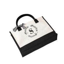 (S) 100% New - Personalized Letter Canvas Tote Bag, Cute Beach Bag, Canvas Shoulder Bag, Shopping Handbag, Gifts for Women