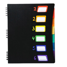 (Black) 6 Pockets Expanding File Folder Letter Size Document Organiser Expandable Sorting Folder with Removable Pages 317x250mm White