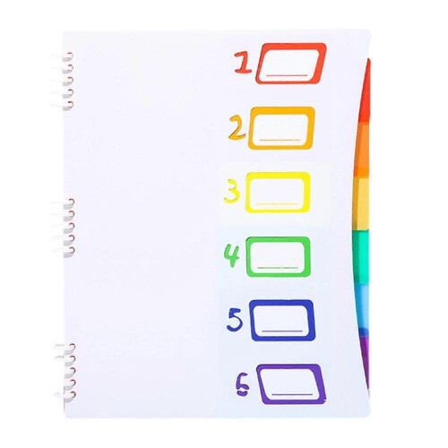 (White) 6 Pockets Expanding File Folder Letter Size Document Organiser Expandable Sorting Folder with Removable Pages 317x250mm  White