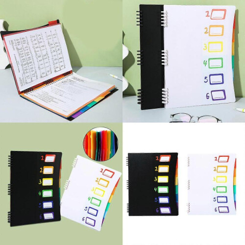 (Black) 6 Pockets Expanding File Folder Letter Size Document Organiser Expandable Sorting Folder with Removable Pages 317x250mm  White 1