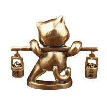Metall-Glückskatzen-Miniaturfigur, kulturelles Symbol, kompakte