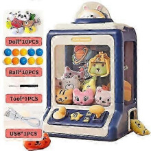 (Blue 20 Accessories) Children's DIY Electric Claw Machine for Boys and Girls to Catch Mini Dolls Gacha Music Game Children's Toys 25-26s