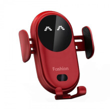 (red) Smart Car Wireless Charger Phone Holder Smart Automatic Sensor Car Phone Holder 25-26s