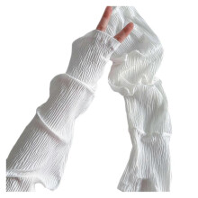 (White) Sun Blocking Arm Sleeves Fingerless Ice Silk Cooling Arm Sleeves for Women Outdoor Activity Summer Essential Gear White