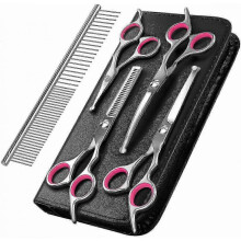 (Pink) Stainless Steel Professional Dog Grooming Scissors Set For Long And Short Hair Of Dog Cat Pets 25-26s