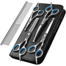 (Blue) Stainless Steel Professional Dog Grooming Scissors Set For Long And Short Hair Of Dog Cat Pets 25-26s