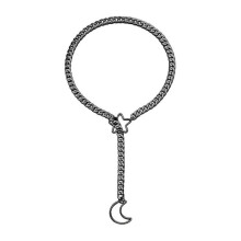 (Black) Women Punk Rock Slip Chain Necklace Heart O Rings Embellishments Adjustable Y Shape Designs for Daily Casual Wear  silver gold silver