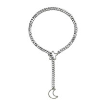 (Silver) Women Punk Rock Slip Chain Necklace Heart O Rings Embellishments Adjustable Y Shape Designs for Daily Casual Wear silver gold silver