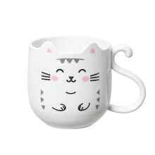 (White) Lovely Mouthwash Cup Featuring Fun Kitten Designing Thickened Plastic Wash Cup For Daily Bathroom Yellow