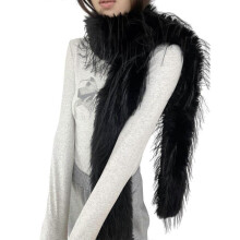 (Black) Furry Plush Collar Scarf for Women Teens Thicken Warm Neck Wrap All Matching Shawl Cold Weather Casual Wear Collar Scarf White