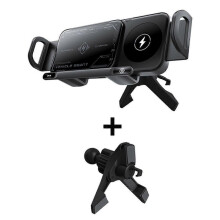 (Black) 2 in 1 Auto Rotating Phone Holder High Intelligent Mobile Phone/Pad Holder 25-26s